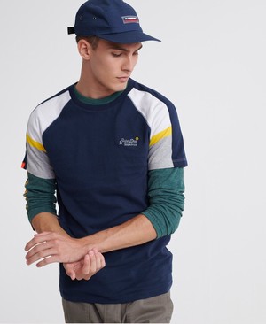 Superdry Orange Label Casual Baseball Férfi Pólók Sötétkék | URFWC5827